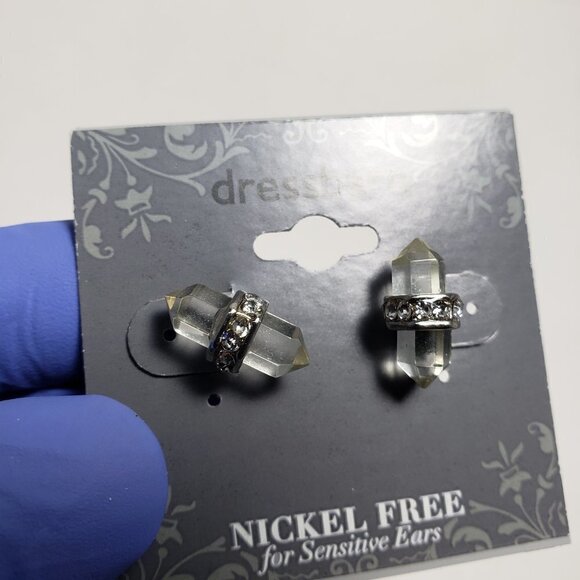 2/$30 Silver Tone Sparkling Crystal Stud Earrings - 0.6-inch - Women Jewelry - Picture 5 of 6